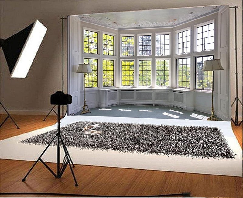 AOFOTO 10x7ft Classic French Pane Bay Windows Backdrop Luxury Retro Interior Decoration Floor Lamps Photography Background New Life Furniture Home Lifestyle Estate Modern Residence Photo Studio Props - Image 3